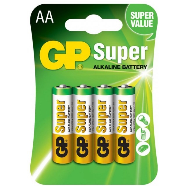 Батарейки GP SUPER ALKALINE 1.5V 15A21-SB4 Щелочные LR6 AA 4 шт. (15A21-SB4)