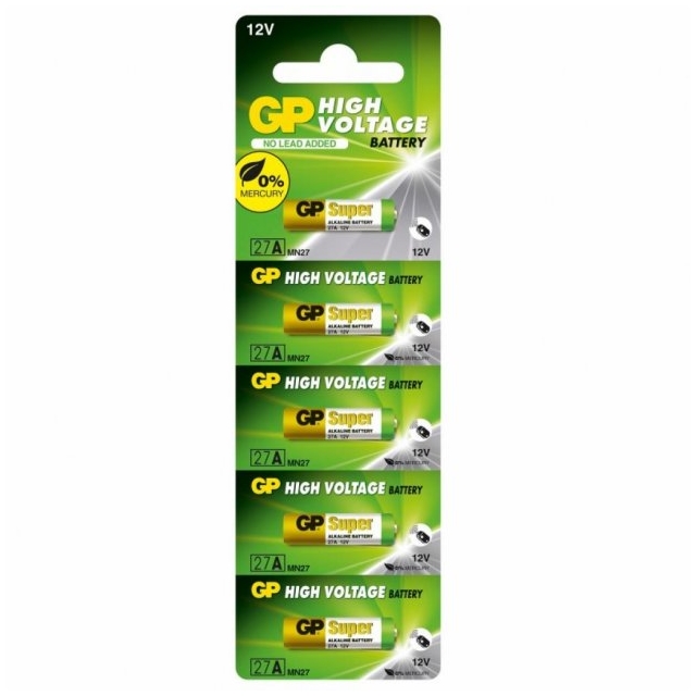 Батарейки GP ALKALINE 12.0V 27A-U5 Щелочные A27, MN27 5 шт. (27A-U5)
