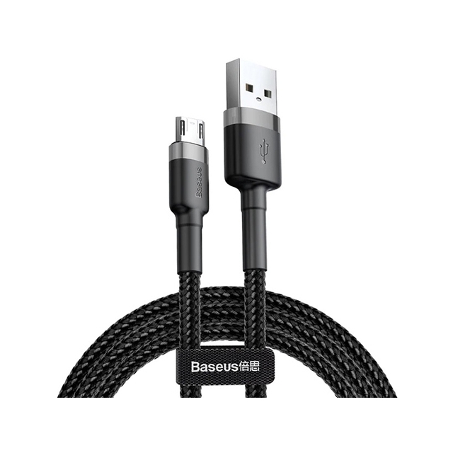 Кабель Baseus cafule Cable USB For Micro 2.4A 0.5M Gray+Black (CAMKLF-AG1)
