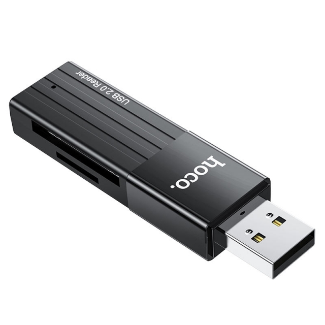 Кардридер Hoco HB20 Mindful 2-in-1card reader (USB 2.0) Black (HB20)