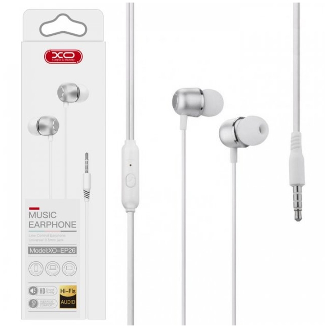 Навушники XO EP26 Music earphone White
