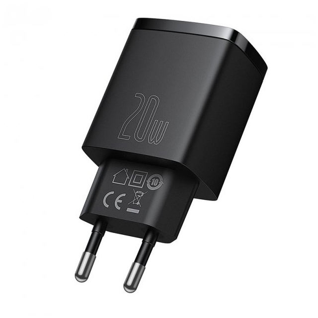 СЗУ Baseus Compact Quick Charger 20W QC+ PD (1Type-C + 1USB) Black (CCXJ-B01)