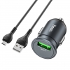 АЗП Hoco Z43 Mighty single port QC3.0 car charger set ( Micro ) Black