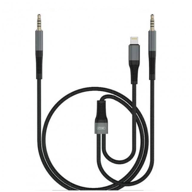 Кабель XO NB178B 2 in 1 audio adapter cable DC3.5 TO DC3.5+TYPE-C  1M Black (NB178B)