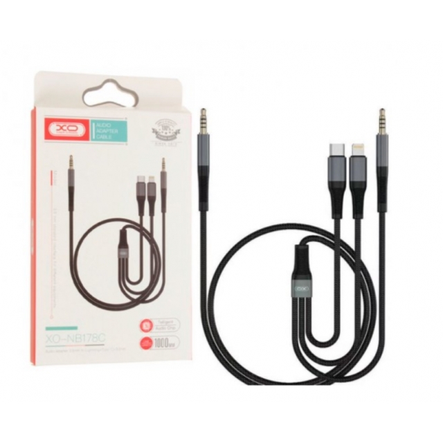 Кабель XO NB178C 3in1 audio adapter cable DC3.5 TO DC3.5 Black (NB178C)