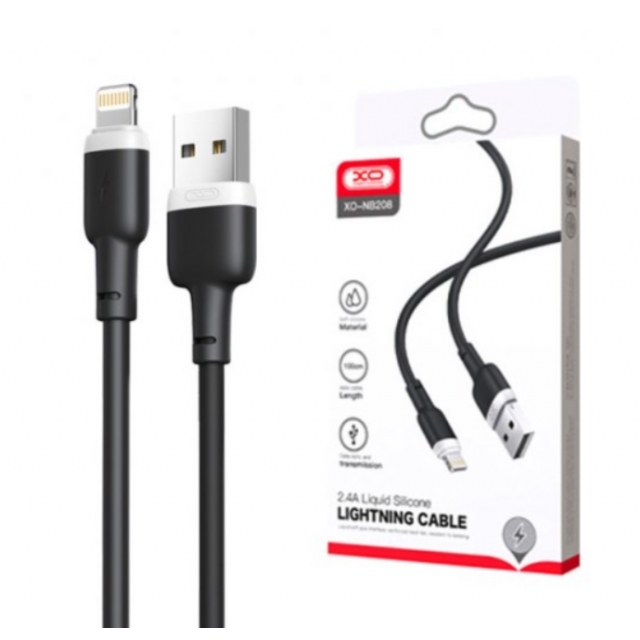 Кабель XO NB208 Liquid Silicone Data Lightning Cable Black