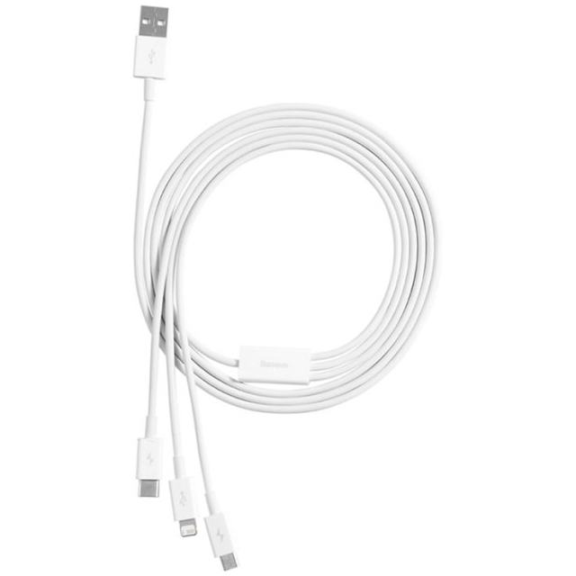 Кабель 3 в 1 Baseus Superior Series Fast Charging Data Cable USB to M+L+C 3.5A 1.5m White (CAMLTYS-02)