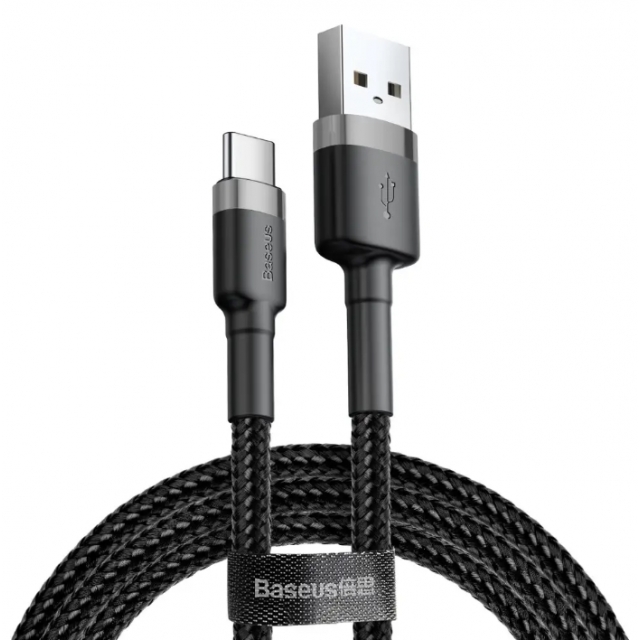 Кабель Baseus cafule Cable USB For Type-C 3A 2m Gray+Black