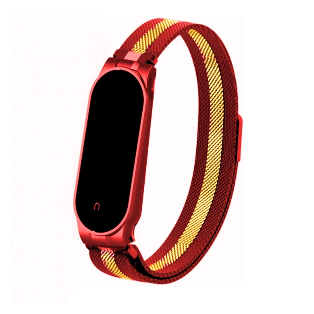 Ремешок Миланская Петля Mi Band 7 Red/Gold (26)