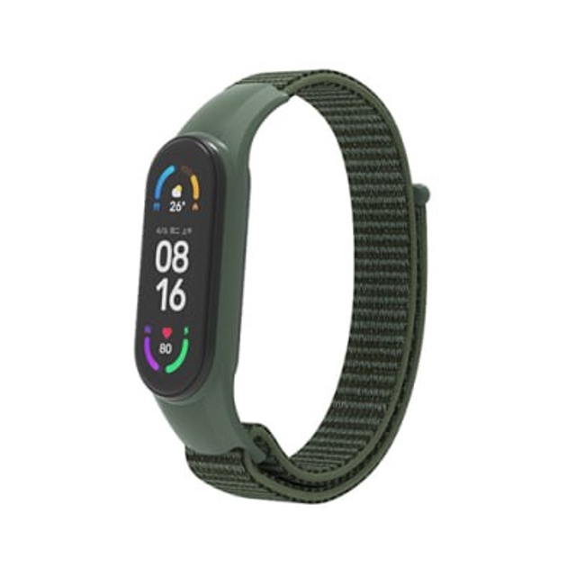 Ремешок Nylon Mi Band 3/4/5/6/7 Dark Green (03)