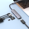 USB-хаб Hoco HB28 Type-C multi-function converter(HDTV+USB3.0+USB2.0+SD+TF+PD) Metal Gray (HB28)