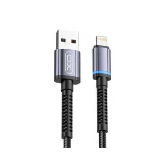 Кабель XO NB215 2.4A Intelligent conversion light braided data cable lightning cable Black (NB215)