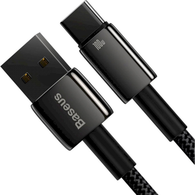 Кабель Baseus Tungsten Gold Fast Charging Data Cable USB to Type-C 100W 1m Black (CAWJ000001)