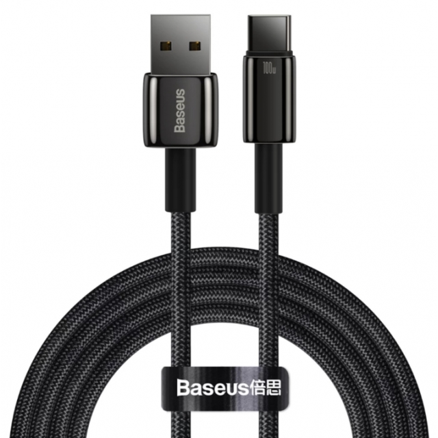 Кабель Baseus Tungsten Gold Fast Charging Data Cable USB to Type-C 100W 2m Black