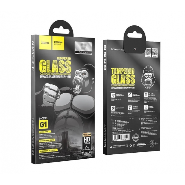 Защитное стекло Hoco Flash attach full screen silk HD tempered glass for iP13 Pro Max (G1) Black (G1)