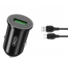 АЗП XO TZ12 18W QC3.0 Car Charger with Micro cable Black