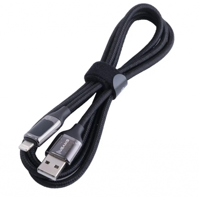 Кабель USAMS SJ543 U78 Lightning Digital Display Charging & Data Cable 1.2M Black (SJ543)