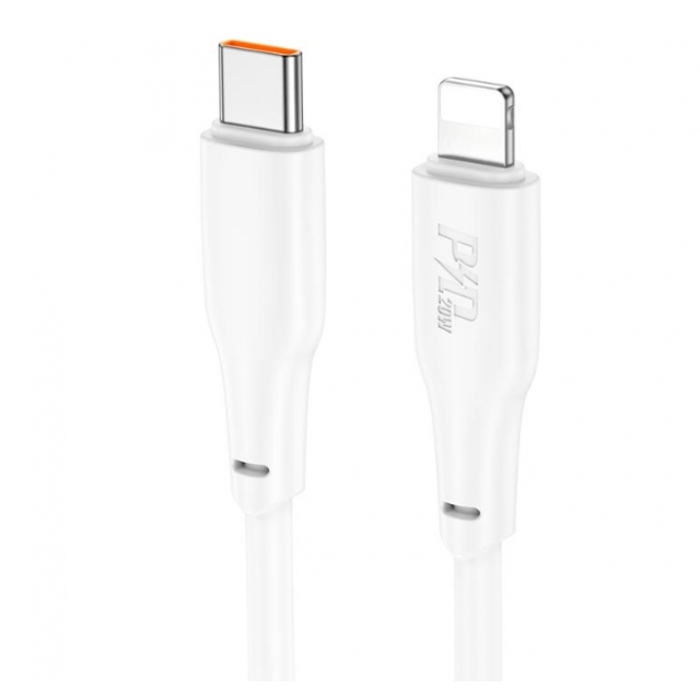 Кабель Hoco X93 Force PD20W charging data cable Lightning 1M White