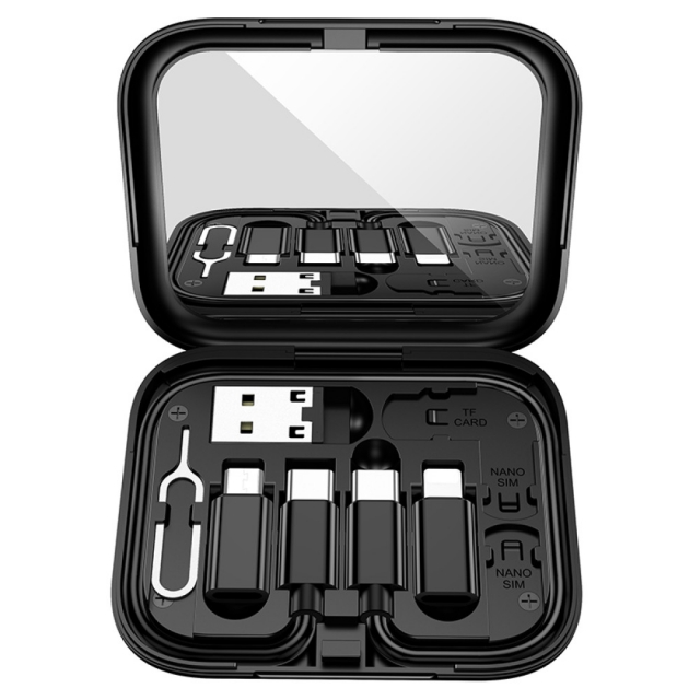 Набор адаптеров Hoco U114 Treasure box storage charging data cable set Black (U114)