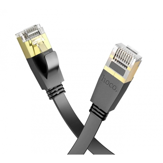 Патч-корд Hoco US07 General pure copper flat network cable (L-10M) Black (US07)