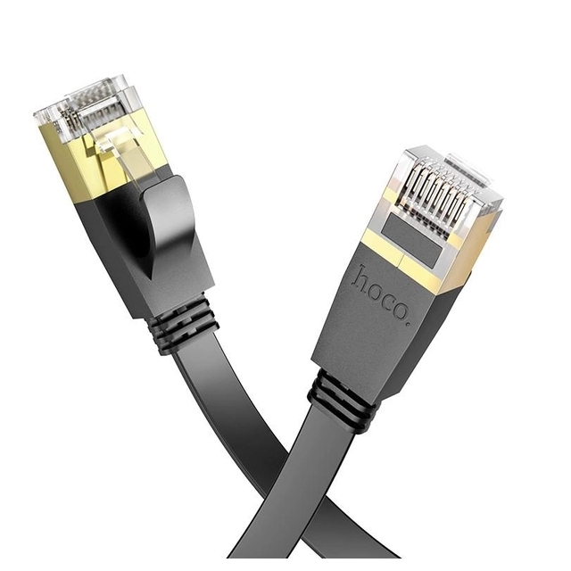Патч-корд Hoco US07 General pure copper flat network cable (L-5M) Black