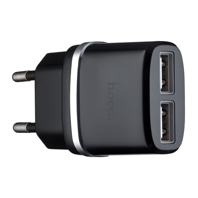 СЗУ Hoco C12 Smart dual USB charger(EU) 2USB 2.4A Black (C12)
