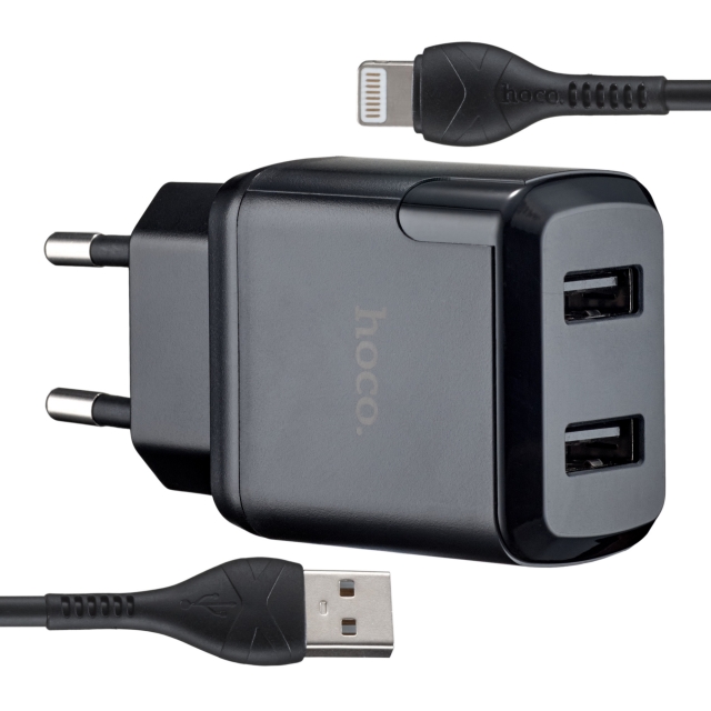 МЗП Hoco N7 Speedy dual port charger set Micro ( EU ) Black
