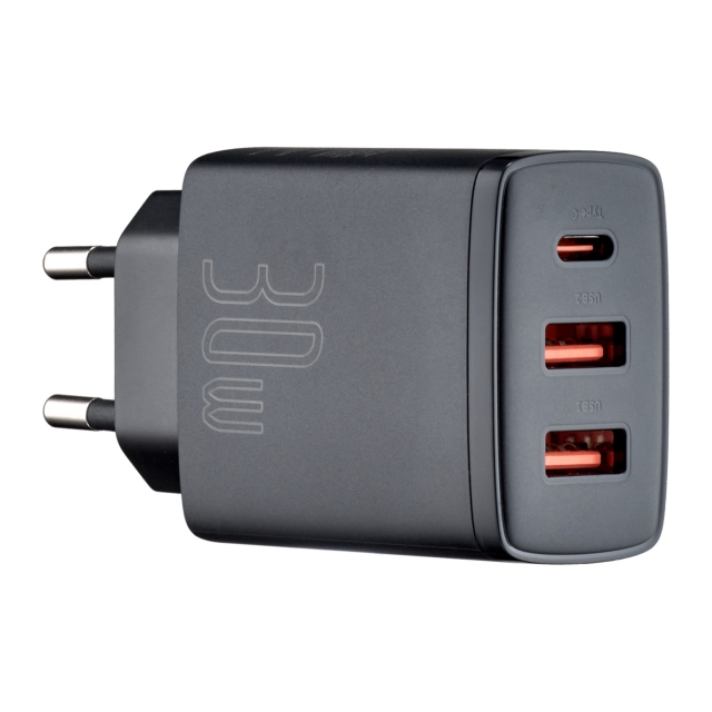 МЗП Baseus Compact Quick Charger 2U + C 30W EU Black