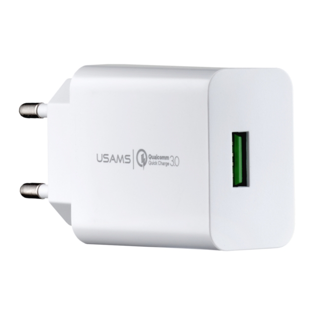 СЗУ USAMS CC083 T22 Single USB QC3.0 Travel Charger (EU) White (CC083)