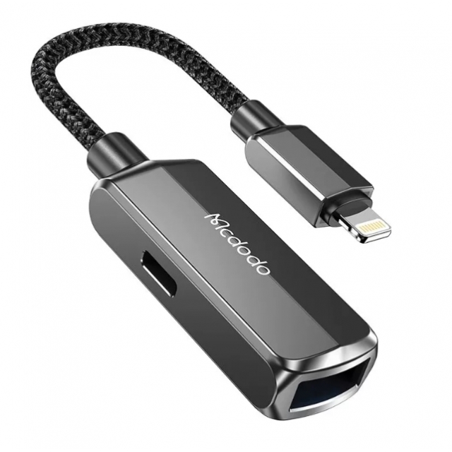 Адаптер McDodo 2 in 1 Convertor Lightning to USB-A 3.0 + Lightning CA-2690 Dark Grey (CA-2690)