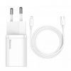 СЗУ Baseus Super Si Quick Charger Type-C 20W EU with Cable Type-C to Lightning 1m Sets White (TZCCSUP-B02)