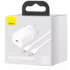 СЗУ Baseus Super Si Quick Charger Type-C 20W EU with Cable Type-C to Lightning 1m Sets White (TZCCSUP-B02)