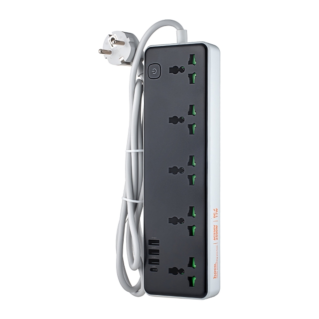 Мережевий фільтр Hoco AC13A Talento 5-position socket (1C3A) (EU) Black