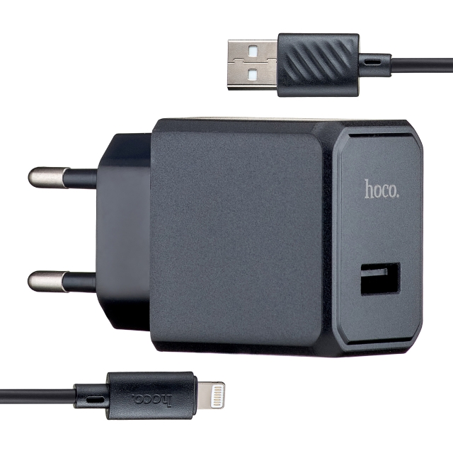 СЗУ Hoco CS11A Ocean single port charger set (iP) (EU) Black (CS11A)