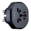 Перехідник мережевий Hoco AC6 Unimpeded universal conversion plug (EU) Black