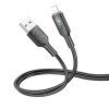 Кабель Hoco U120 Transparent explore intelligent power-off charging data cable iP Black