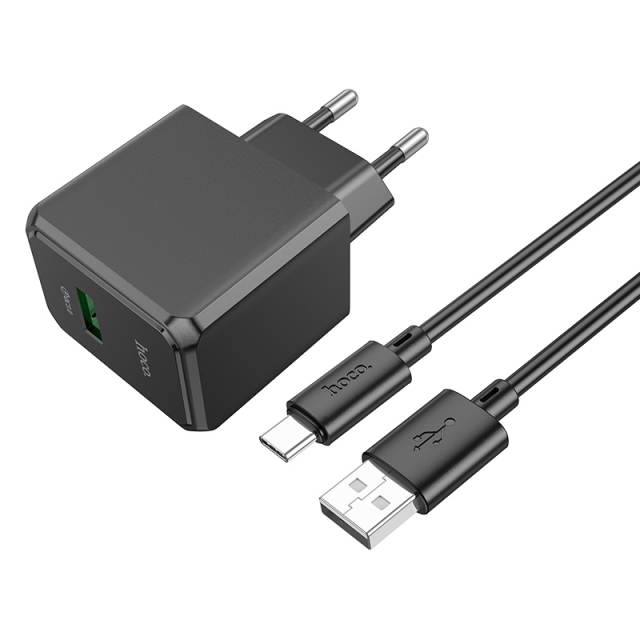 МЗП Hoco CS12A Ocean single port QC3.0 charger set (Type-C) (EU) Black
