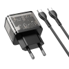 МЗП Hoco N34 Dazzling dual-port PD20W + QC3.0 charger set (Type-C to Type-C) (EU) Transparent Black