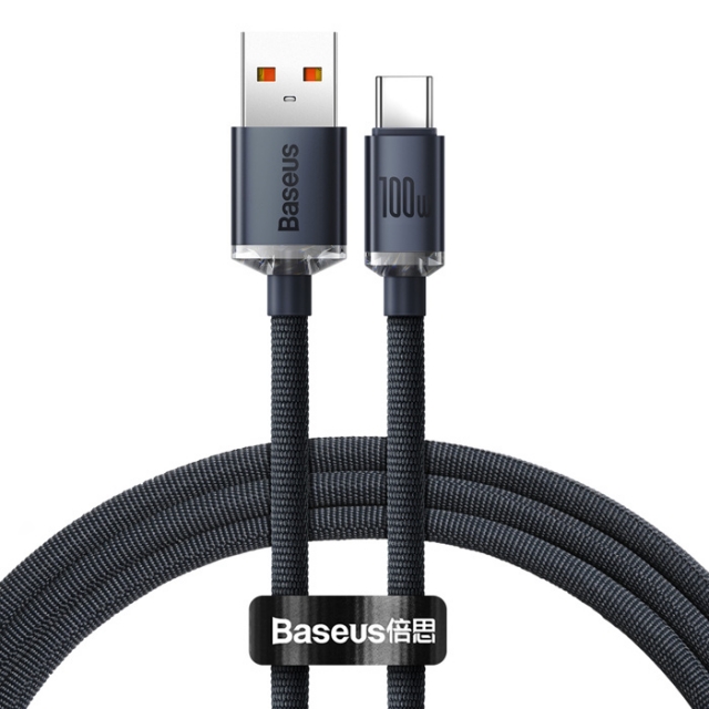 Кабель Baseus Crystal Shine Series Fast Charging Data Cable USB to Type-C 100W 1.2m Black