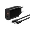 СЗУ WIWU Wi-U002 PD QC charger set with EU plug Type C to Lightning Black (Wi-U002)