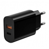 СЗУ WIWU Wi-U002 PD QC charger set with EU plug USB to Type C Black (Wi-U002)