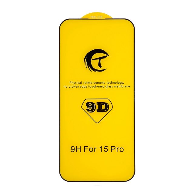 Защитное стекло Tempered 5D iPhone 15 Pro Black
