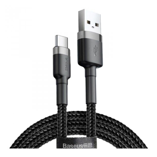 Кабель Baseus cafule Cable USB For Type-C 3A 1M Gray+Black (CATKLF-BG1)