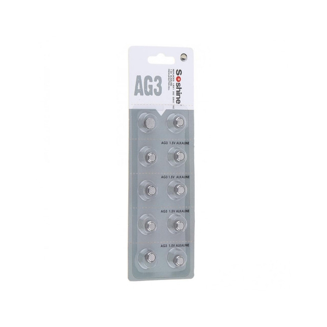 Батарейки Soshine 1.5V AG3, Дискові, LR41, 12 шт