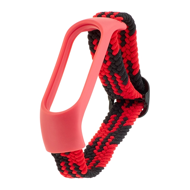 Ремешок Braided Buckle Enhanced Mi Band 3/4/5/6/7 Red Black