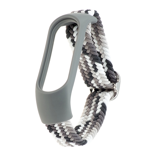 Ремешок Braided Buckle Enhanced Mi Band 3/4/5/6/7 Gray White