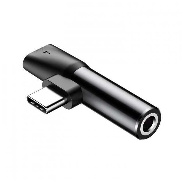 Адаптер Baseus L41 Type-C (input) for Type-C female connectors + 3.5 mm female Black (Уценка, мятая упаковка) (CATL41-01)