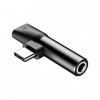 Адаптер Baseus L41 Type-C (input) for Type-C female connectors + 3.5 mm female Black (Уценка, мятая упаковка) (CATL41-01)