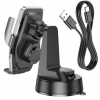 Холдер Hoco HW27 Traveler infrared RGB wireless fast charging car holder(center console) Black Metal Gray (HW27 )