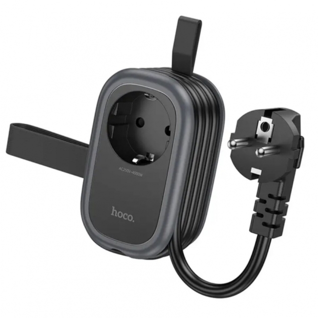 Мережевий фільтр Hoco NS7 Sharp 1 position(PD20W/1C2A) desktop socket(EU) Black